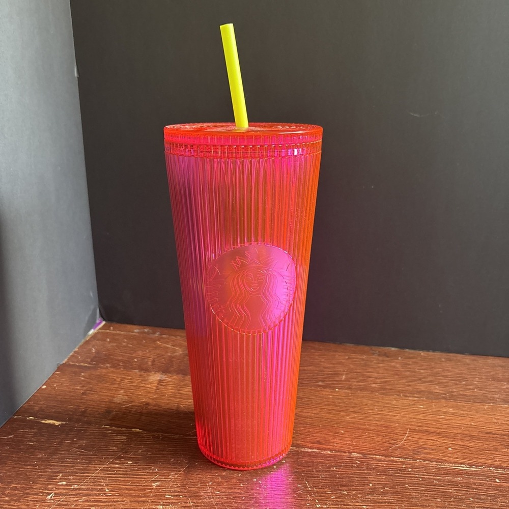 Starbucks Barbie Pink New pleated Pink Groove Tumbler Venti 24oz New & Auth.